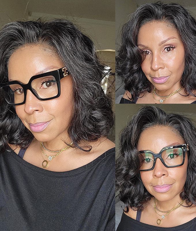 US DOMESTIC SHIPPING | Dark Salt And Pepper Body Wave Wig Real Human Hair HD Lace Lob Wigs For Mature Women