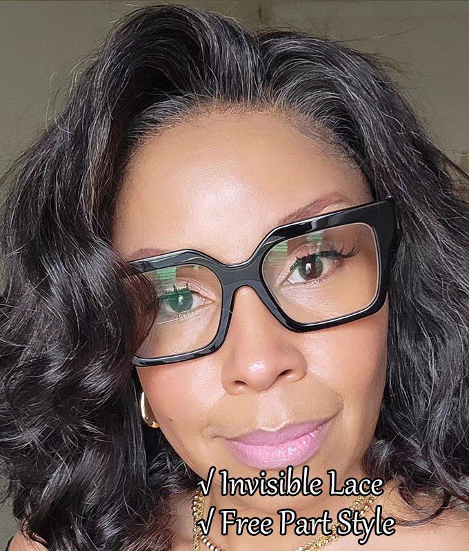 US DOMESTIC SHIPPING | Dark Salt And Pepper Body Wave Wig Real Human Hair HD Lace Lob Wigs For Mature Women