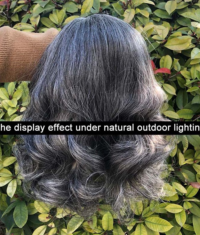 Shoulder-Length Salt And Pepper Wig Real Human Hair Loose Wave Wigs