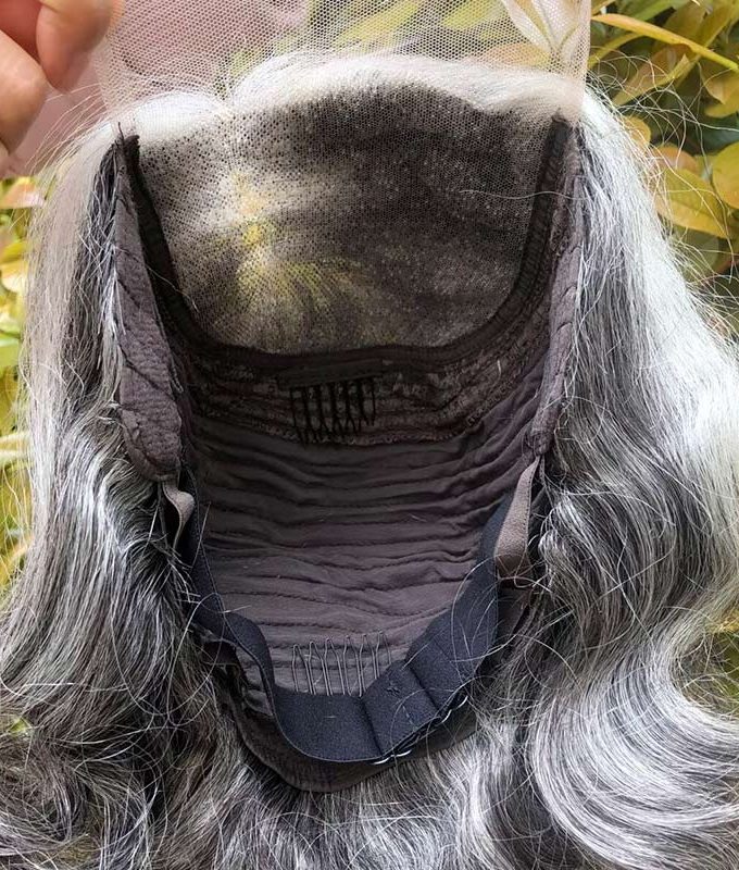 US DOMESTIC SHIPPING | Salt And Pepper Wavy Bob For Mature Women Human Hair Body Wave Handmade 5x5 HD Lace Wig Comfortable Fit for Mom