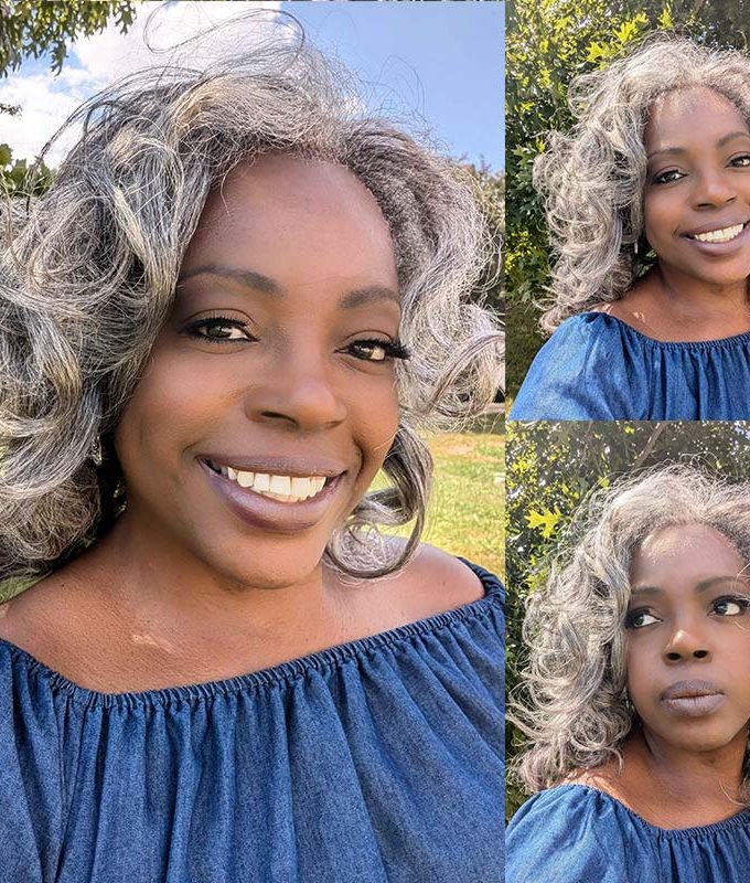 Salt And Pepper Kinky Straight Human Hair 3/4 Half Wig Kinky Blow Out Glueless 3 In 1 Wigs