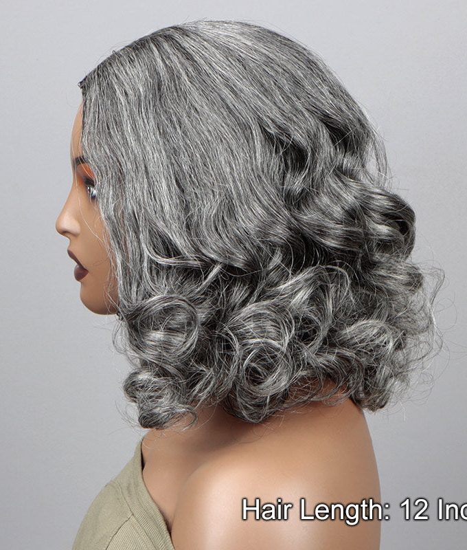 Beginner Friendly Salt And Pepper V-Part Wig Real Human Hair Loose Body Wave Glueless Wigs For Seniors