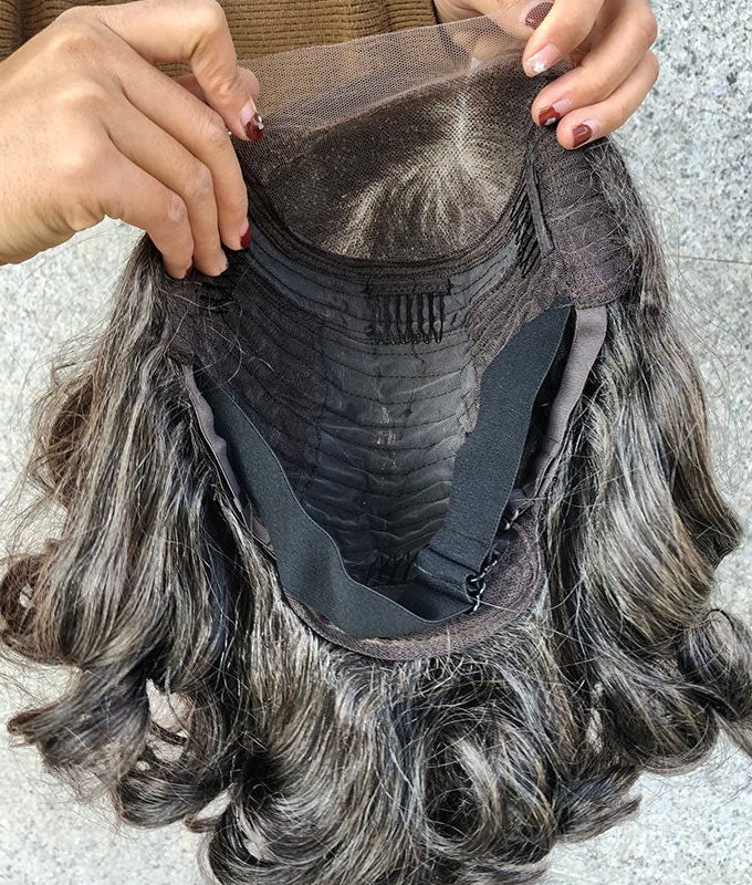 US DOMESTIC SHIPPING |Attractive Seniors Salt And Pepper Human Hair Loose Wave Bob 5x5 HD Lace Wigs For Mom