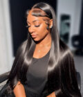 13x4.5 Silky Straight Hair HD Lace Full Frontal Wig Human Hair Pre Plucked With Bleached Knots