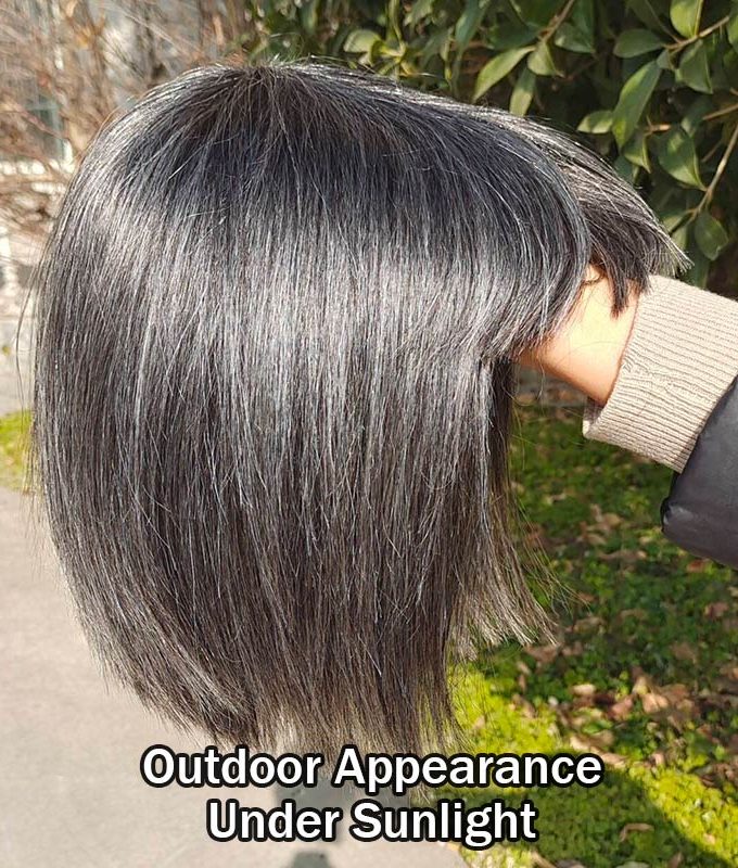 Chic Salt & Pepper Straight Bob Wig With Bangs Real Human Hair Glueless Wigs For Seniors