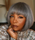Chic Salt & Pepper Straight Bob Wig With Bangs Real Human Hair Glueless Wigs For Seniors