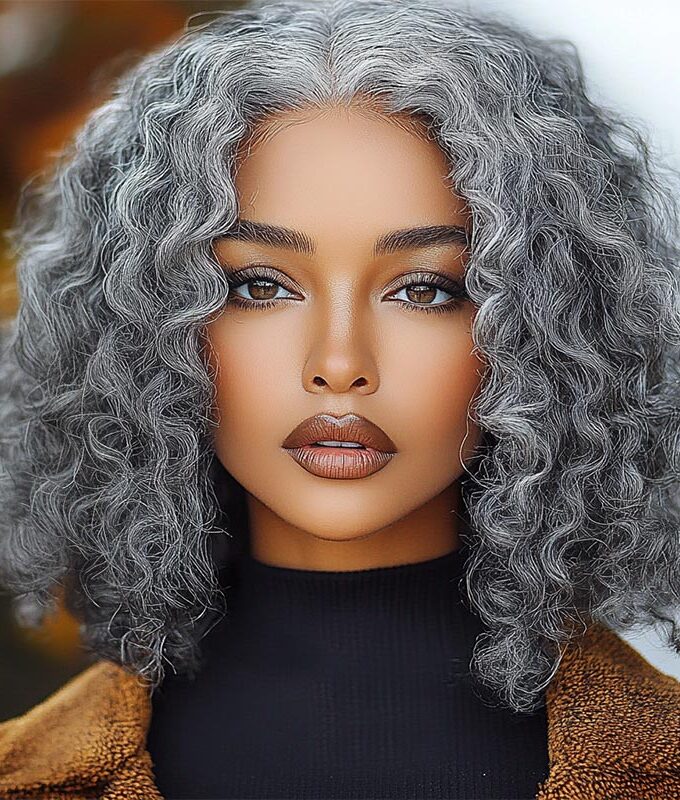 US DOMESTIC SHIPPING | Stylish Salt And Pepper Wig Water Wave Human Hair Throw On & Go 5x5 HD Lace Bob Wigs