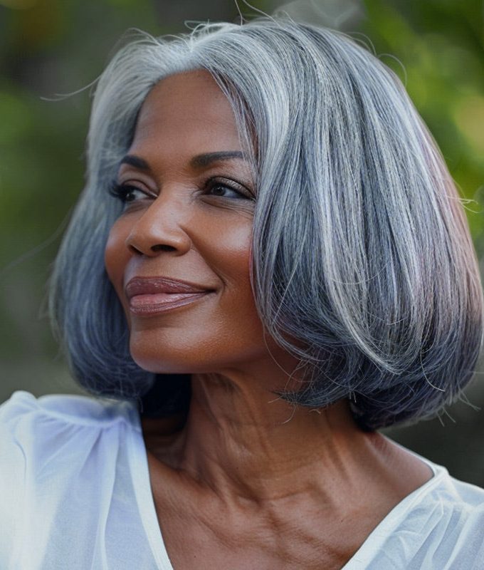 Flash Sale | Seniors Wear-Go V-Part Wig Salt & Pepper Natural Straight Wavy Bob Real Human Hair Glueless Wigs For Women