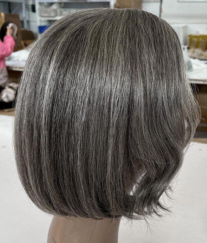 Flash Sale | Seniors Wear-Go V-Part Wig Salt & Pepper Natural Straight Wavy Bob Real Human Hair Glueless Wigs For Women
