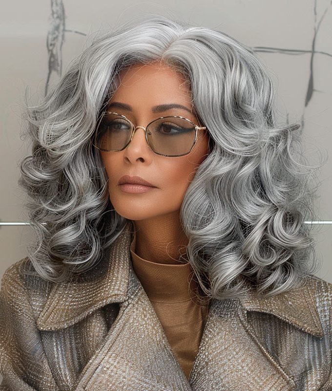 Attractive Seniors Silver Gray Body Wave Wig Real Human Hair 5x5 HD Lace Standard Salt And Pepper Wigs For Women