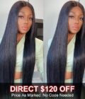 Flash Sale $120 Off Silky Straight Hair 4x4 Lace Closure Wig Real Human Hair Glueless & Pre Plucked Hairline