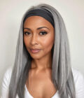 Silver Gray Straight Hair Headband Wig Real Human Hair Glueless Wigs For Women
