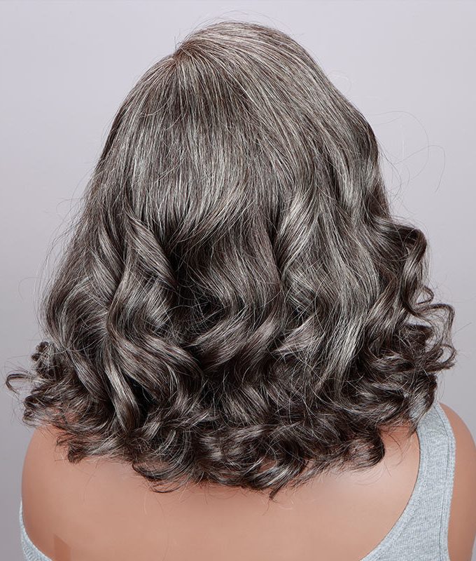 Seniors Salt And Pepper Wig Natural Grey Loose Wave Bob Real Human Hair Wear Go HD Lace Wigs For Mom
