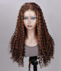 Golden Auburn Balayage Highlights On Brown Wig Jerry Curly Human Hair Glueless 6x4 Pre Cut Lace Wig