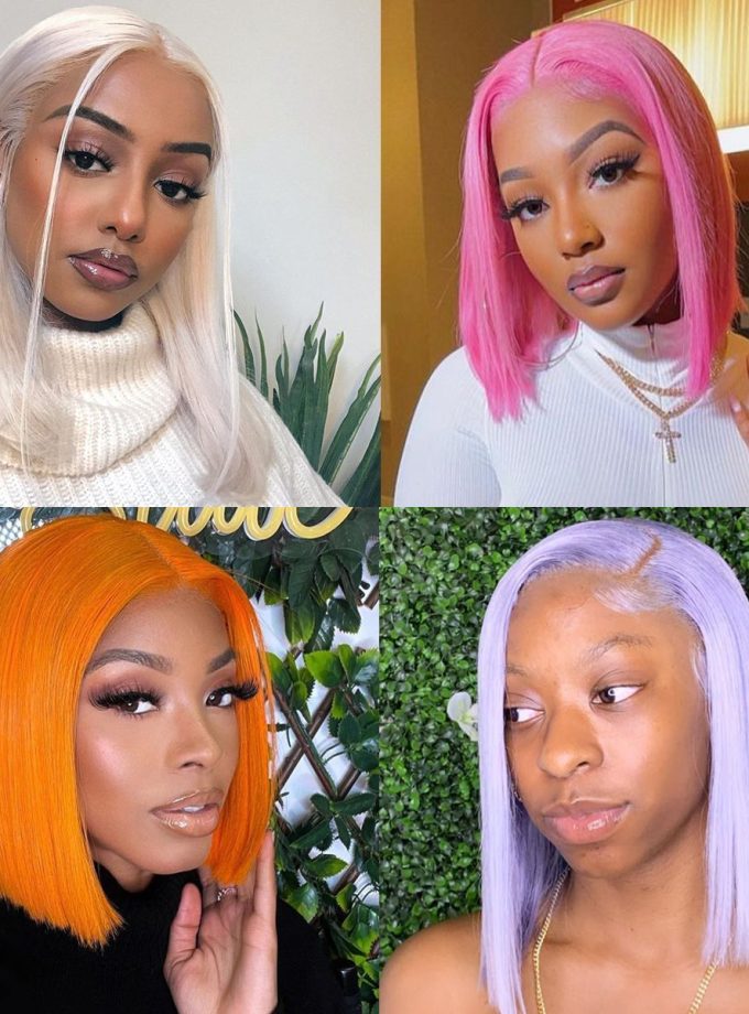 Flash Sale $120 Off #613 Barbie Blonde Straight Bob 13x4 Lace Frontal Human Hair Wigs With Pre-Plucked Hairline