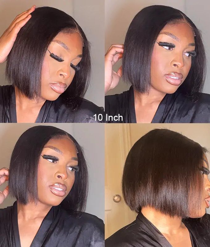 Flash Sale | Type 4C Hairline Kinky Straight Bob Wig With Kinky Edges 5x5 HD Lace Human Hair Wigs Full Density