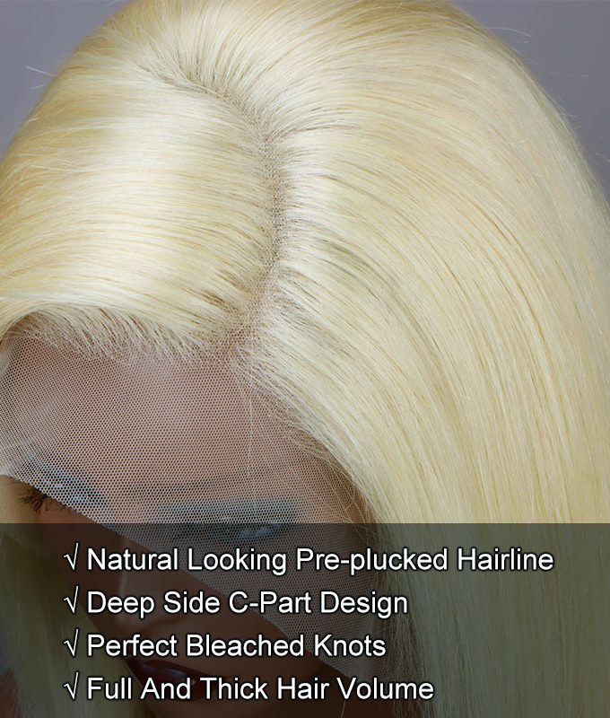 Barbie Blonde Straight Bob HD Lace 13x4 Frontal Human Hair Glueless Wig Pre-Plucked and Bleached Knots