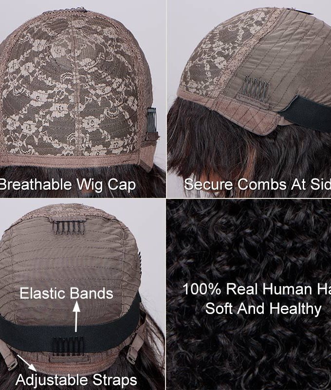 Boom Curly Bob Wig With Bangs Quick Wear And Go Glueless Human Hair Wigs 180% Density