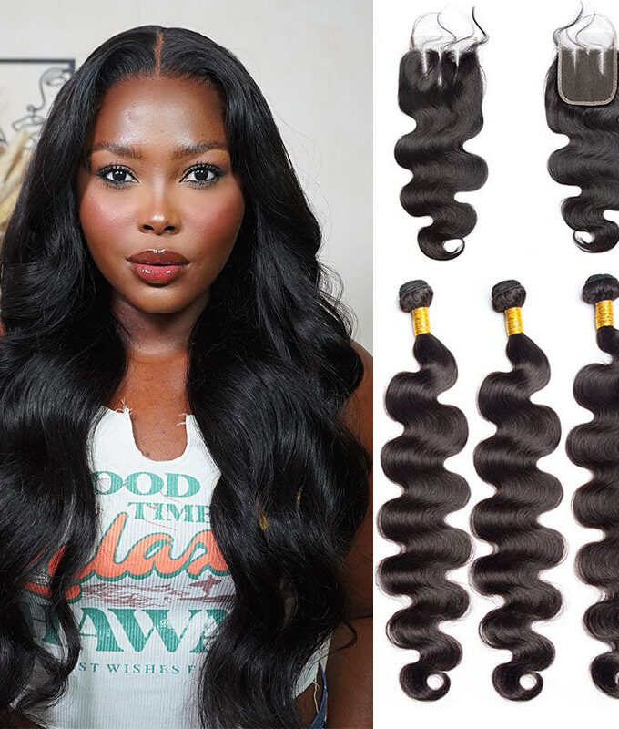 Body Wave Bundles with Closure 10A Grade 100% Human Virgin Hair Brazilian Hair Weave