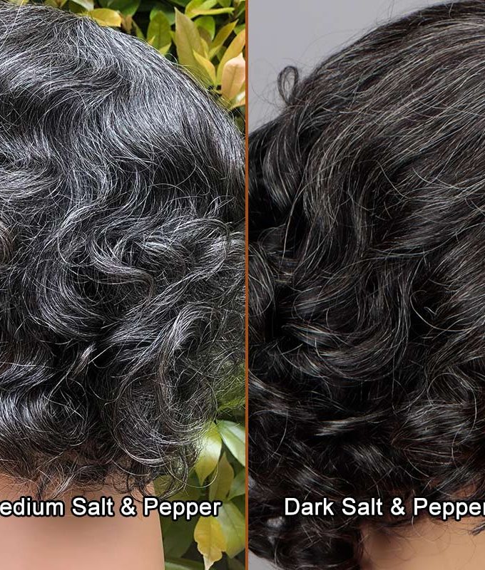 Versatile Salt & Pepper Big Curly Bob | Wear Go Glueless Human Hair Wig for Older Women-#DGW001C