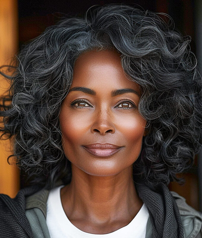 Versatile Salt & Pepper Big Curly Bob | Wear Go Glueless Human Hair Wig for Older Women-#DGW001C