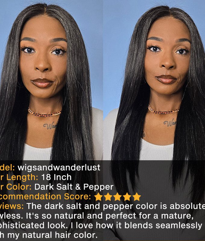Custom Dark Salt And Pepper Silky Straight Hair Full Frontal 13x4 HD Lace Wig 100% Real Human Hair Pre Plucked Hairline