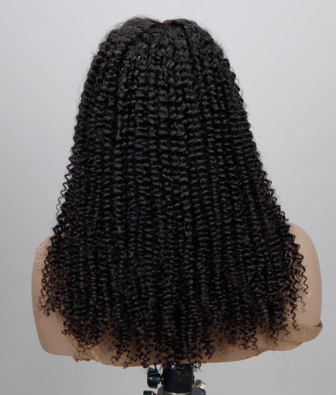 kinky Curly 5x5 HD Lace Closure Wigs Real Virgin Human Hair Mid Part Glueless Wig