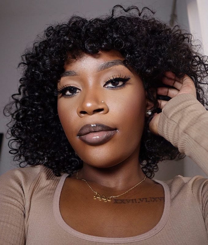 Boom Curly Bob Wig With Bangs Quick Wear And Go Glueless Human Hair Wigs 180% Density