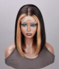 Face-Framing Strawberry Blonde Highlights Straight Bob Wig Middle Part 5x5 HD Lace Wigs