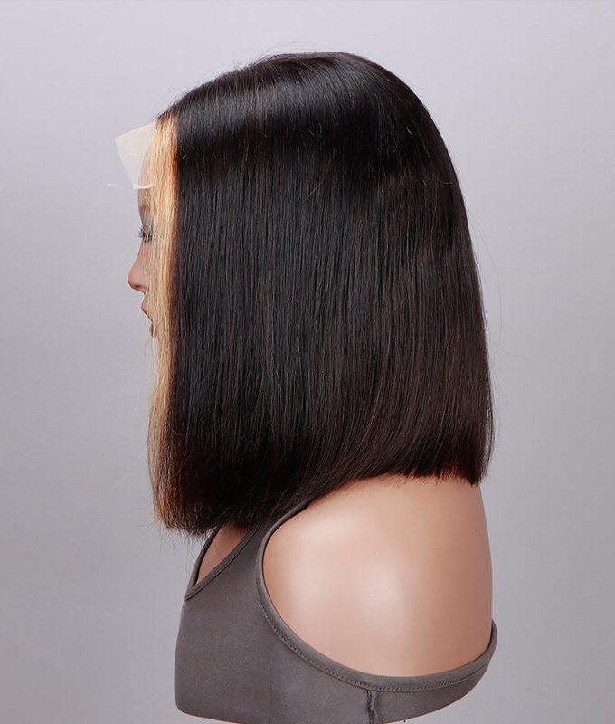 Face-Framing Strawberry Blonde Highlights Straight Bob Wig Middle Part 5x5 HD Lace Wigs