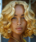 Golden Toned Hair With Blonde Highlights Loose Wave Bob 5x5 HD Lace Human Hair Wigs For Women