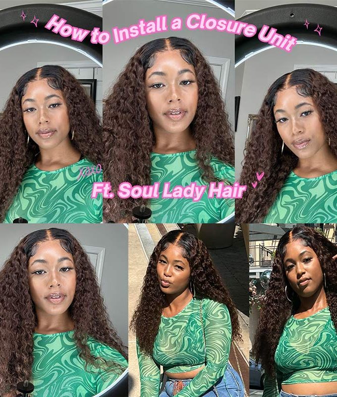 4x4 Lace Closure Wigs Long Ombre Brown Curly Human Hair Wig with Dark Roots 180 Density