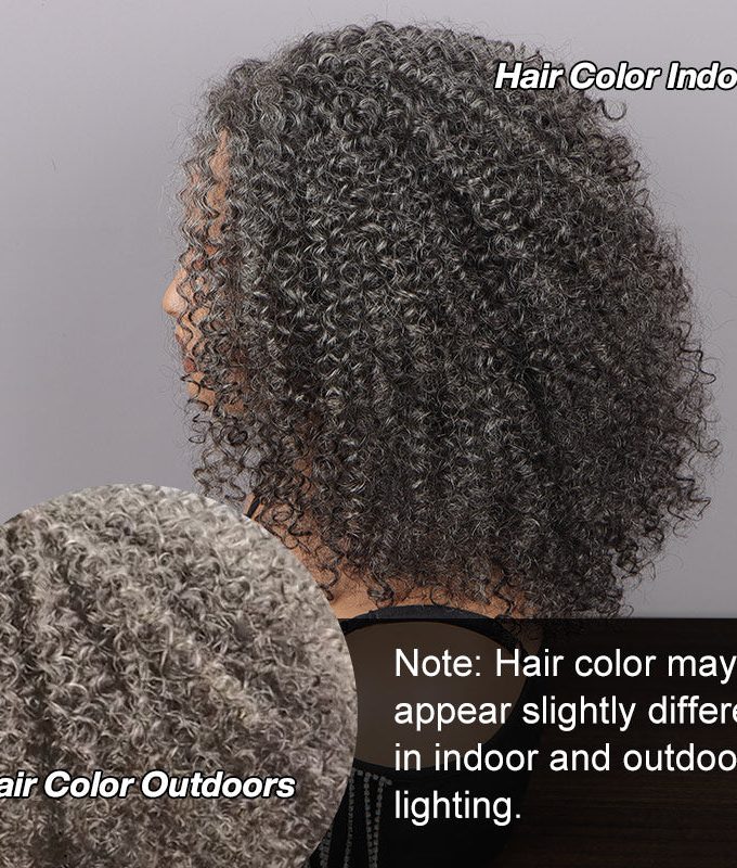 Salt & Pepper Kinky Curly 3 In 1 Half Wig Beginner Friendly Glueless 3/4 Wig 100% Human Hair