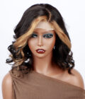 Blonde Money Piece Highlights On Black Loose Wave Wigs 5x5 HD Lace Glueless Side C-Part Wig Human Hair