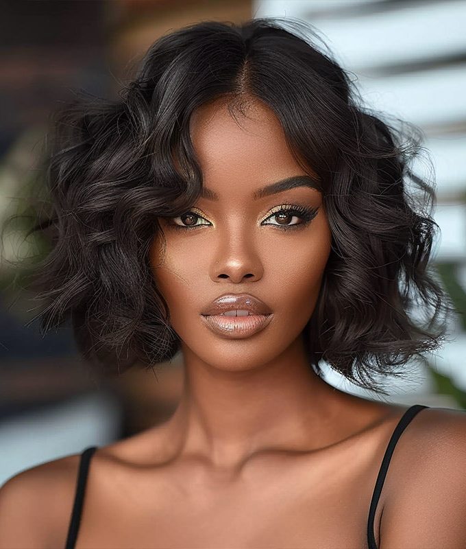 Effortless Elegance Short Loose Wave Bob 5x5 HD Lace Human Hair Wig 180 Density