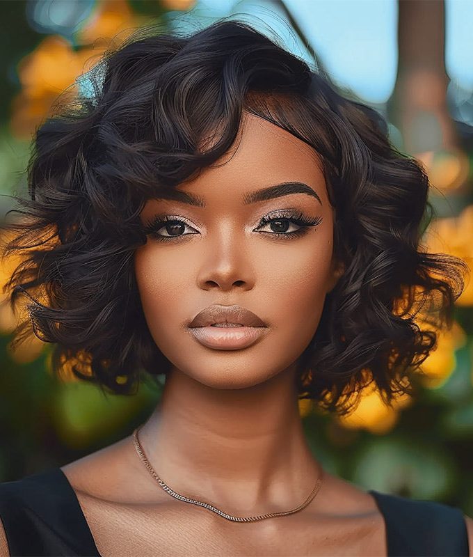 Effortless Elegance Short Loose Wave Bob 5x5 HD Lace Human Hair Wig 180 Density