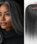 US DOMESTIC SHIPPING | Medium Salt And Pepper Swiss Lace Toppers Straight Human Hair Crown Picese For Thinning Hair