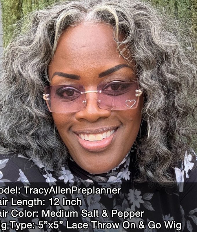 US DOMESTIC SHIPPING | Medium Salt And Pepper Wig Water Wave Human Hair 5x5 Lace Bob Throw On & Go Wigs For Mature Women