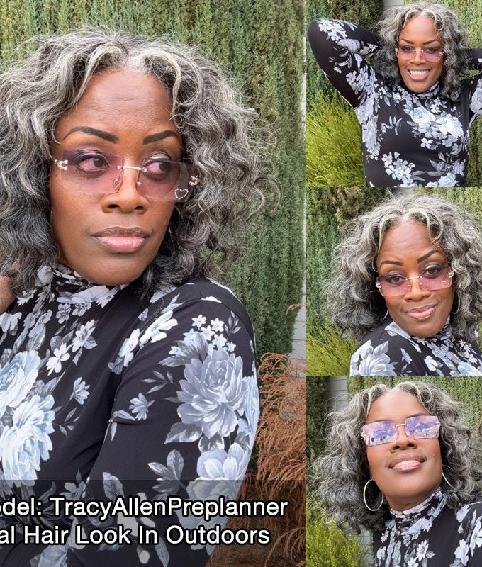 US DOMESTIC SHIPPING | Medium Salt And Pepper Wig Water Wave Human Hair 5x5 Lace Bob Throw On & Go Wigs For Mature Women