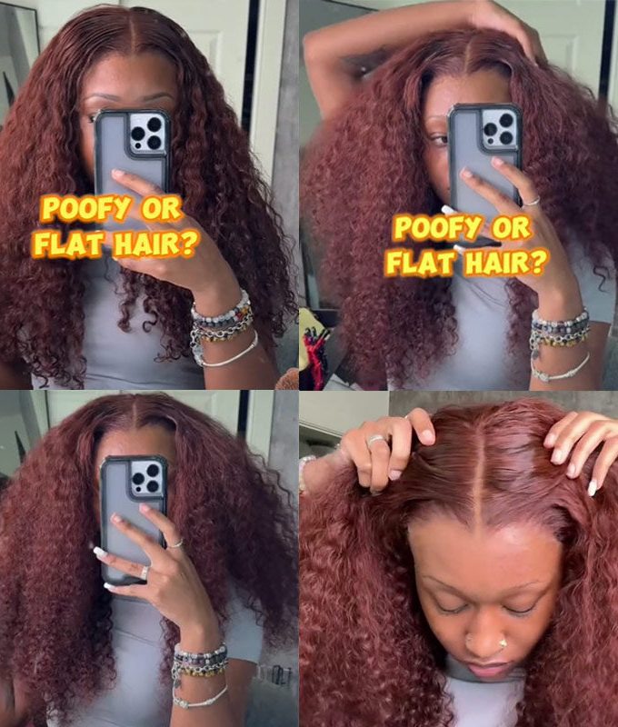 Reddish Brown Jerry Curly Wig 5x5 HD Lace Middle Part Long Human Hair Wigs