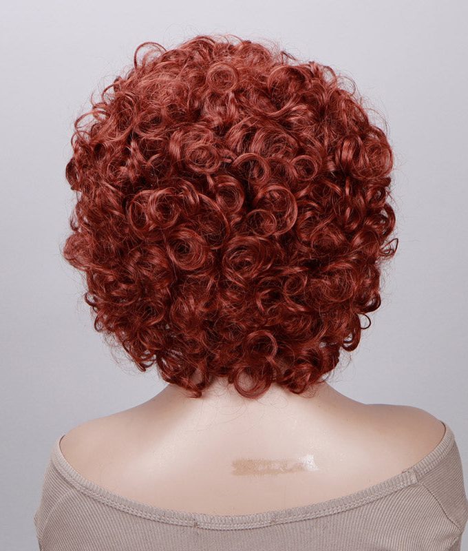 Rich Copper Red Bouncy Rose Curl Short Bob Wig With Bangs Human Hair Glueless Wear And Go Wigs
