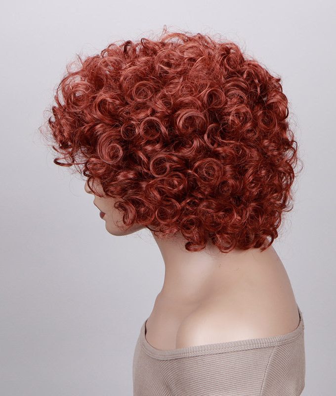 Rich Copper Red Bouncy Rose Curl Short Bob Wig With Bangs Human Hair Glueless Wear And Go Wigs