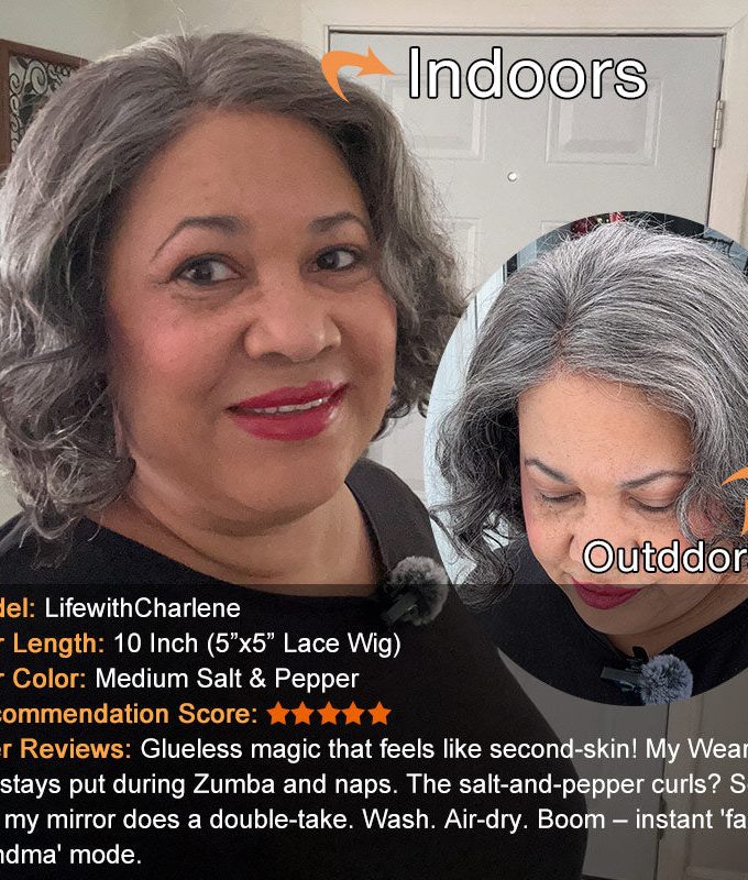 Versatile Salt & Pepper Big Curly Bob | Wear Go Glueless Human Hair Wig for Older Women-#DGW001C