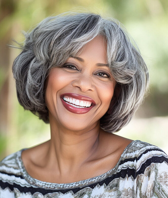 US DOMESTIC SHIPPING | Short Wavy Bob Salt & Pepper Color Glueless Human Hair Wigs For Senior Ladies