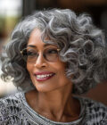 Silver Gray Loose Curly Wig For Seniors Salt & Pepper Human Hair Custom Bob Wigs For Women Over 60