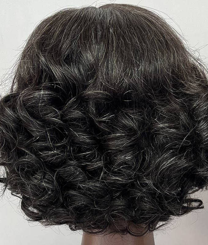 Women's Natural Full Pepper With Less Grey Hairstyle Loose Wave Bob Real Human Hair 4x4 HD Lace Wigs Side Part