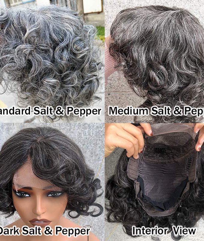 Flash Sale| Salt And Pepper Gray Wigs For Seniors Loose Curly Human Hair Wear To Go Glueless Bob Wigs For Older Women