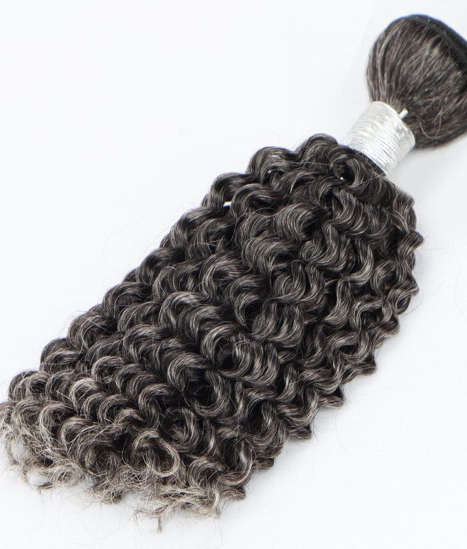 Salt And Pepper Curly Human Hair Bundles 1/2/3/4 Pcs/Lot Deal Natural Grey Hair Extensions