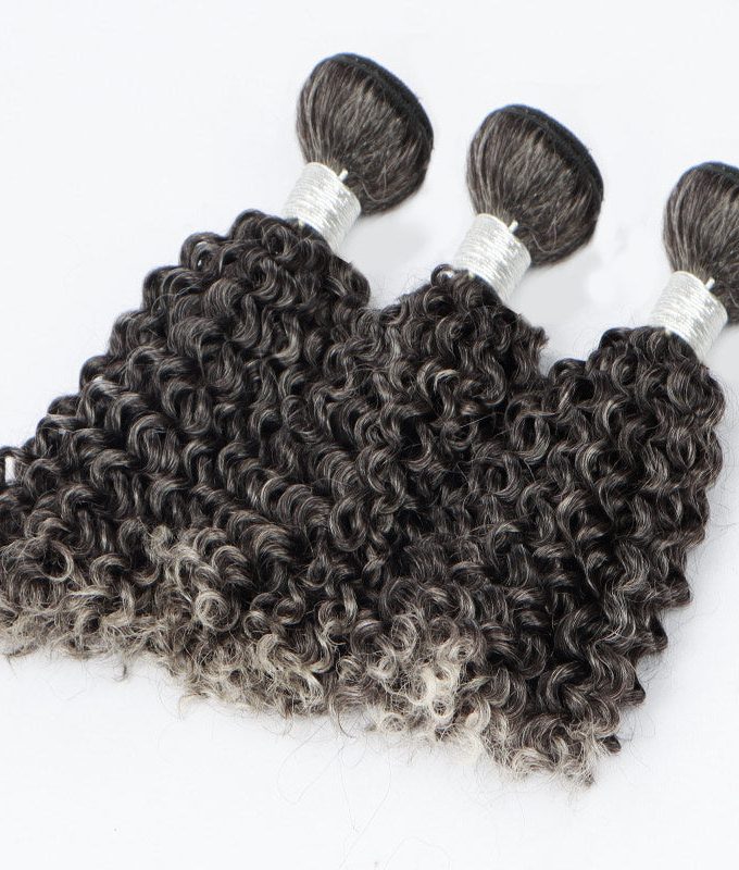 Salt And Pepper Curly Human Hair Bundles 1/2/3/4 Pcs/Lot Deal Natural Grey Hair Extensions
