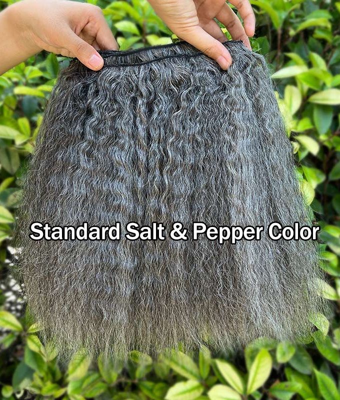 Salt & Pepper Yaki Straight Clip In Human Hair Extensions Kinky Straight Human Hair Blow Out Hair Clip Ins Hair Extensions